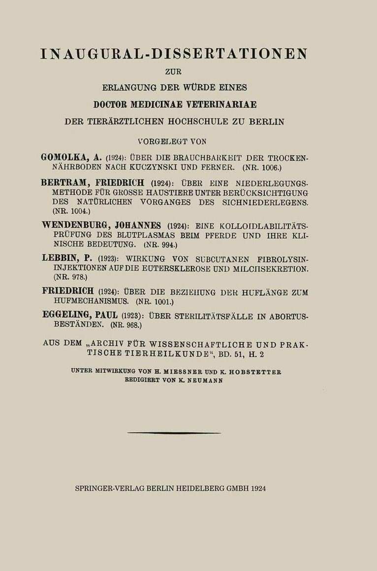 A. Gomolka - Über die Brauchbarkeit der Trockennährböden nach Kuczynski und Ferner, Häftad