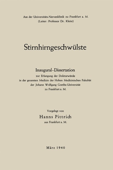 bokomslag Stirnhirngeschwülste