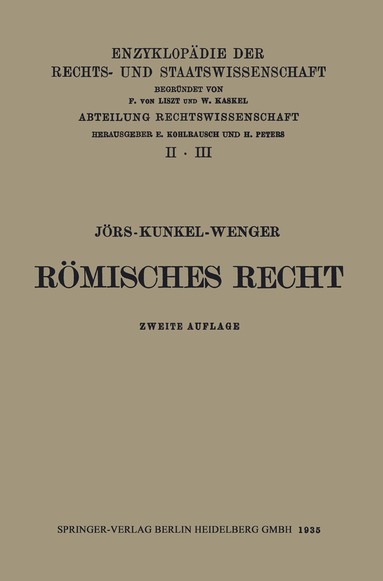 Paul Jörs, Wolfgang Kunkel, Leopold Wenger - Römisches Privatrecht, Häftad