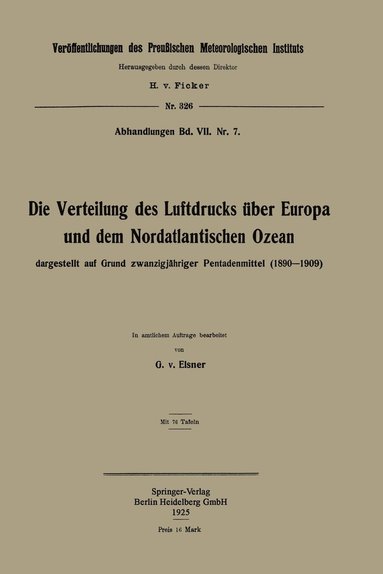 bokomslag Die Verteilung des Luftdrucks ber Europa und dem Nordatlantischen Ozean