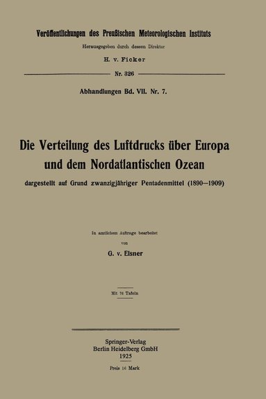 bokomslag Die Verteilung des Luftdrucks über Europa und dem Nordatlantischen Ozean