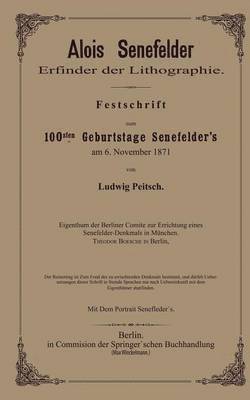 Alois Senefelder Erfinder der Lithographie 1