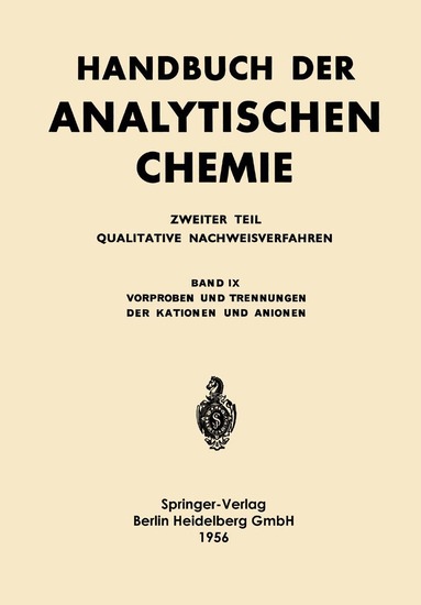 Alfred Jevins, K. Stegemann, M. E. Straumanis - Vorproben und Trennungen der Kationen und Anionen, Häftad