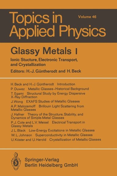 bokomslag Glassy Metals I