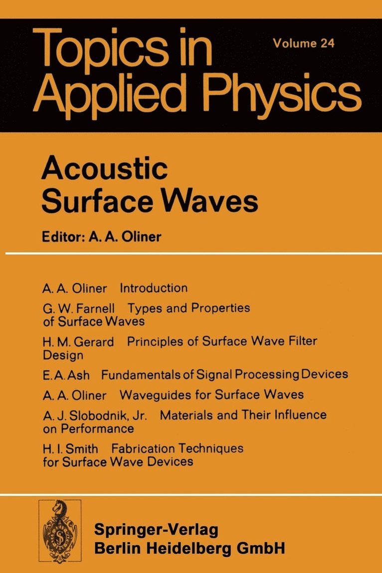 Acoustic Surface Waves 1