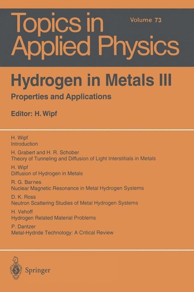 bokomslag Hydrogen in Metals III