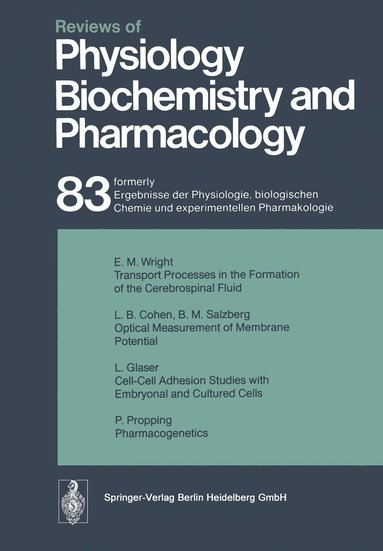 bokomslag Reviews of Physiology, Biochemistry and Pharmacology