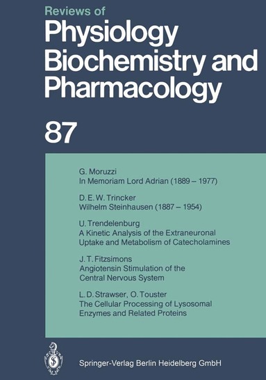 R. H. Adrian, H. zur Hausen, E. Helmreich, H. Holzer, R. Jung, R. J. Linden, P. A. Miescher, J. Piiper, H. Rasmussen, U. Trendelenburg, K. Ullrich, W. Vogt, A. Weber - Reviews of Physiology, Biochemistry and Pharmacology, Häftad