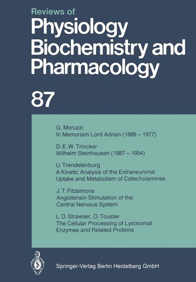 bokomslag Reviews of Physiology, Biochemistry and Pharmacology