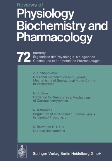 R. H. Adrian, E. Helmreich, H. Holzer, R. Jung, K. Kramer, O. Krayer, F. Lynen, P. A. Miescher, H. Rasmussen, A. E. Renold, U. Trendelenburg, K. Ullrich, W. Vogt, A. Weber - Reviews of Physiology, Biochemistry and Pharmacology, Häftad