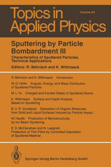 bokomslag Sputtering by Particle Bombardment III