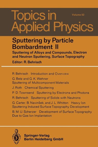 bokomslag Sputtering by Particle Bombardment II