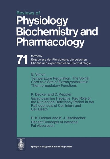 bokomslag Reviews of Physiology Biochemistry and Pharmacology