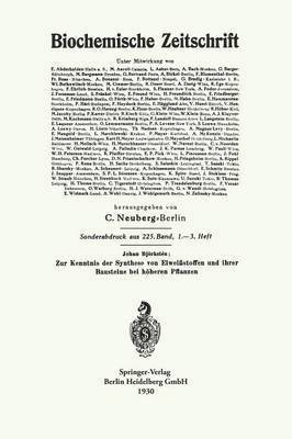 bokomslag Zur Kenntnis der Synthese von Eiweistoffen und ihrer Bausteine bei hheren Pflanzen