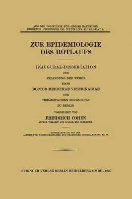 bokomslag Zur Epidemiologie des Rotlaufs
