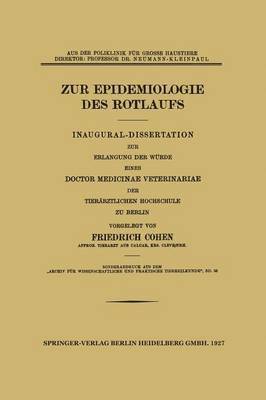 bokomslag Zur Epidemiologie des Rotlaufs