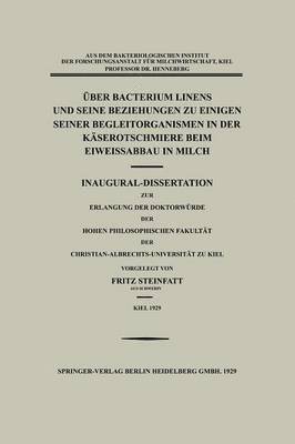 bokomslag ber Bacterium Linens und Seine Beziehungen zu Einigen Seiner Begleitorganismen in der Kserotschmiere beim Eiweissabbau in Milch