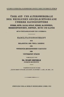 bokomslag ber Art- und Altersmerkmale der Weiblichen Geschlechtsorgane Unserer Haussugetiere