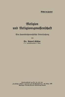 bokomslag Religion und Religionsgenossenschaft