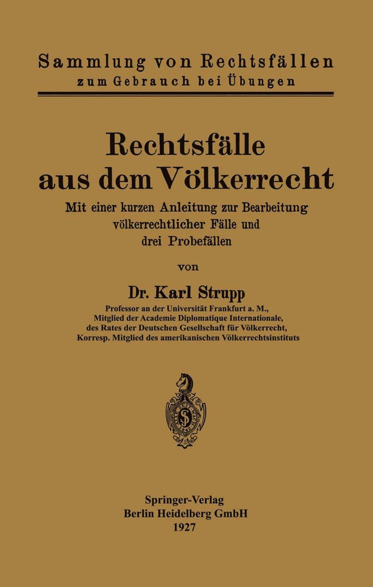 Karl Strupp - Rechtsfälle aus dem Völkerrecht, Häftad