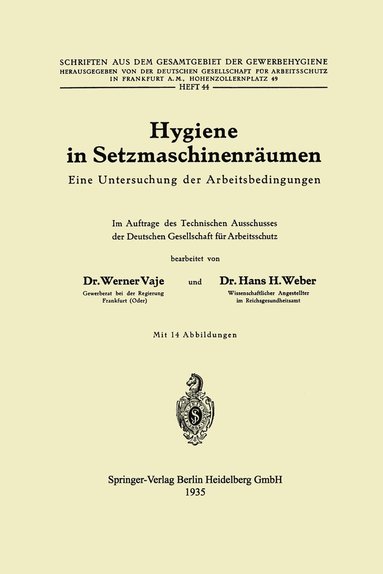 bokomslag Hygiene in Setzmaschinenrumen