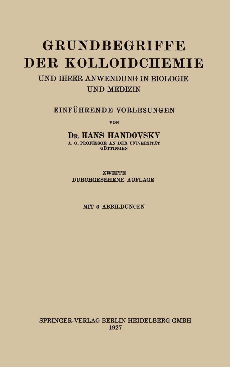 Hans Handovsky - Grundbegriffe der Kolloidchemie, Häftad