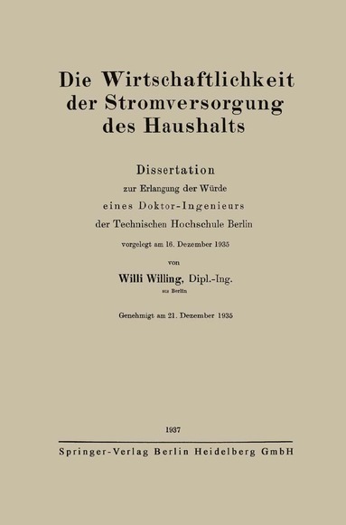 bokomslag Die Wirtschaftlichkeit der Stromversorgung des Haushalts