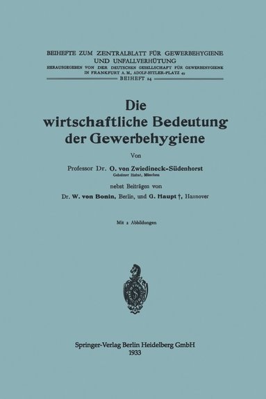 bokomslag Die wirtschaftliche Bedeutung der Gewerbehygiene