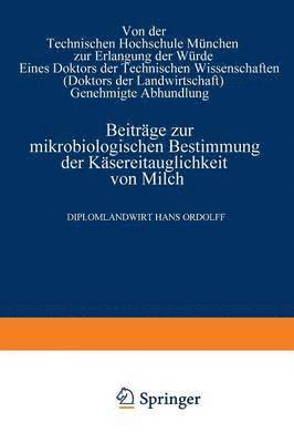 bokomslag Beitrge zur mikrobiologischen Bestimmung der Ksereitauglichkeit von Milch