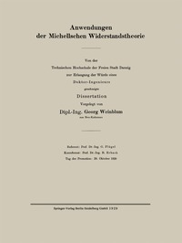 bokomslag Anwendungen der Michellschen Widerstandstheorie