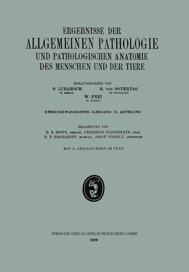 bokomslag Ergebnisse der Allgemeinen Pathologie und Pathologischen Anatomie des Menschen und der Tiere