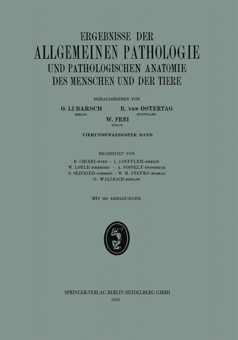 Ergebnisse der allgemeinen Pathologie und pathologischen Anatomie 1