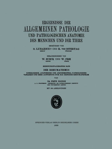 bokomslag Ergebnisse der Allgemeinen Pathologie und Pathologischen Anatomie des Menschen und der Tiere