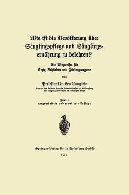 bokomslag Wie ist die Bevlkerung ber Suglingspflege und Suglingsernhrung zu belehren?