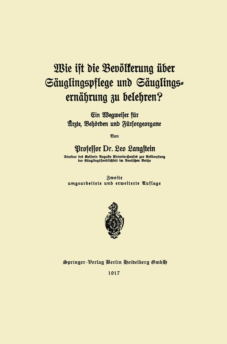 Wie ist die Bevlkerung ber Suglingspflege und Suglingsernhrung zu belehren? 1