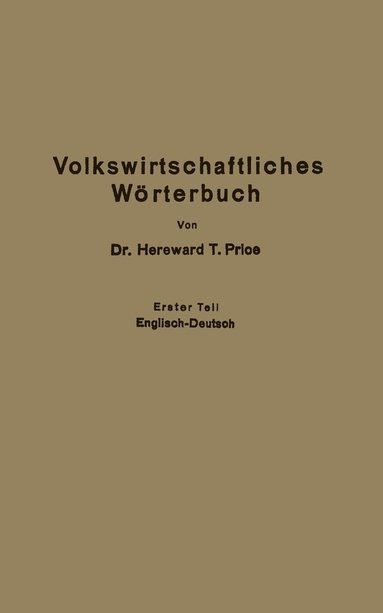 bokomslag Economic Dictionary / Volkswirtschaftliches Wörterbuch