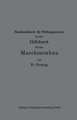 bokomslag Sonderabdruck fr Prfungszwecke aus dem Hilfsbuch fr den Maschinenbau