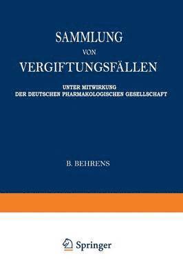 bokomslag Sammlung von vergiftungsfällen