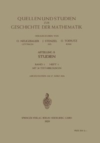 bokomslag Quellen und Studien zur Geschichte der Mathematik, Astronomie und Physik