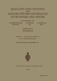 bokomslag Quellen und Studien ur Geschichte der Mathematik Astronomie und Physik