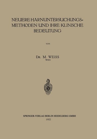 bokomslag Neuere Harnuntersuchungsmethoden und ihre klinische Bedeutung