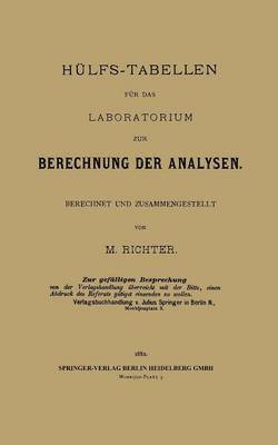 bokomslag Hlfs-Tabellen fr das Laboratorium zur Berechnung der Analysen