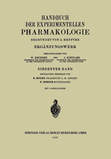 bokomslag Handbuch der Experimentellen Pharmakologie