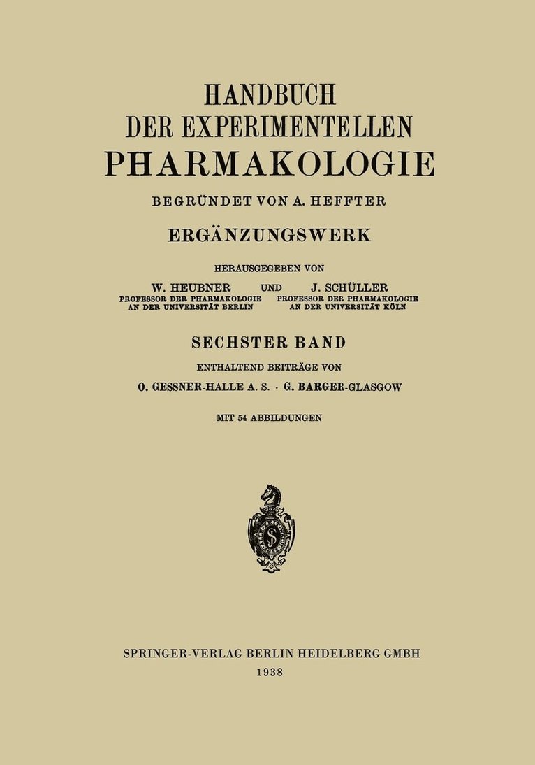 Otto Gessner, George Barger - Ergänzungswerk, Häftad