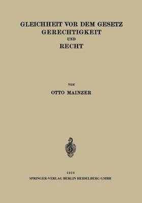 bokomslag Gleichheit vor dem Gesetz Gerechtigkeit und Recht