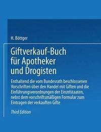 bokomslag Giftverkauf-Buch fr Apotheker und Drogisten