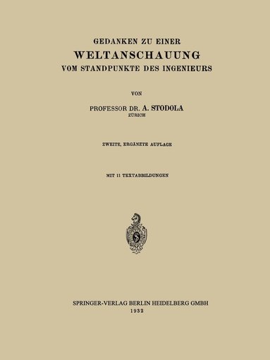 bokomslag Gedanken zu Einer Weltanschauung vom Standpunkte des Ingenieurs