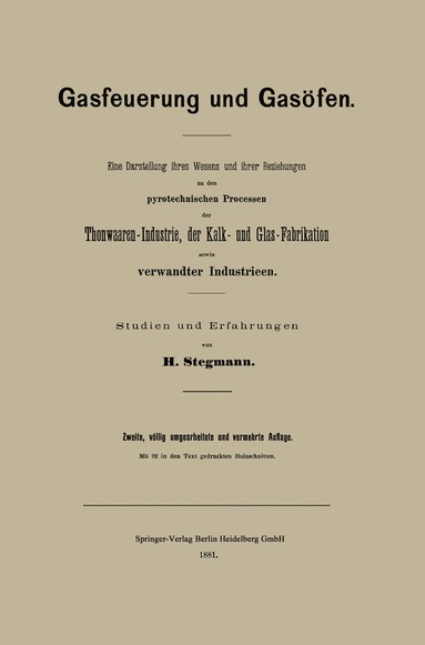 Heinrich Stegmann - Gasfeuerung und Gasöfen, Häftad