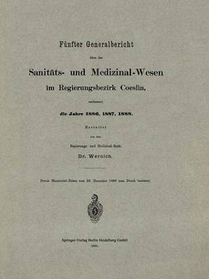 bokomslag Fnfter Generalbericht ber das Sanitts- und Medizinal-Wesen im Regierungsbezirk Coeslin, umfassend die Jahre 1886, 1887, 1888