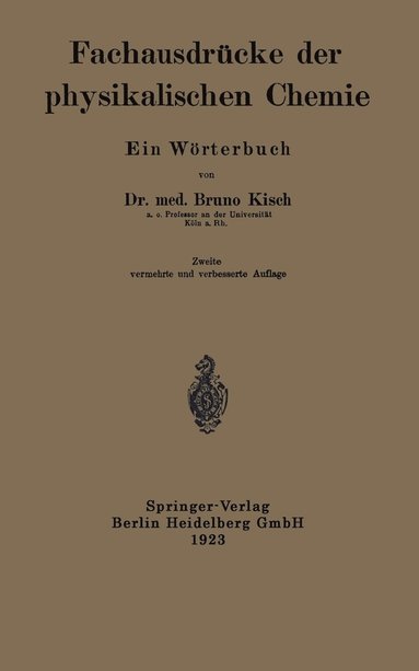 bokomslag Fachausdrücke der physikalischen Chemie